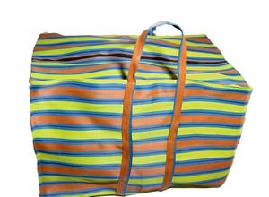 Bolsas de compras a rayas PP tejidas ecológicas grandes personalizadas, reutilizables, sostenibles, recicladas, malla de plástico de polipropileno para supermercado - Product Image 3