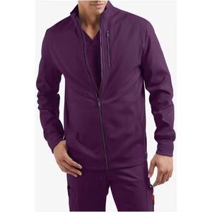 Conjuntos de uniformes médicos unisex tejidos con cremallera, chaqueta de enfermería de secado rápido, transpirable y cómoda para verano, con logotipo y color personalizables. - Product Image 1