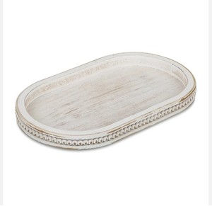 Plateau en bois ovale simple café perles en bois décor de ferme plateau en bois cuisine comptoir plateau salon Style Vintage - Product Image 1