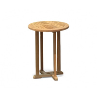 Table de bar ronde moderne en bois de teck massif avec base robuste et haut durable pour intérieur/extérieur salon et hôtel