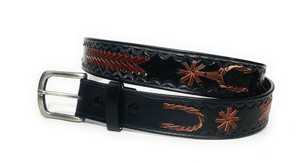 Cinturón de piel de vaca de alta resistencia con diseño de cuentas personalizado occidental con clase unisex, características de lujo de grano completo Premium, Envío listo a la moda para hombres - Product Image 2