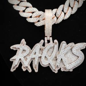 Collar con Colgante de Nombre Personalizado con Moissanita de Corte Brillante Redondo, con Argolla Regular, Joyería Hip Hop, Regalos para Hombres y Mujeres - Product Image 6