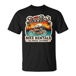 T-shirt con grafica promozionale a tema pop culture anni '90 di Deebo, Beach Cruisers Bike Rentals - Product Image 1