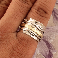 Bague tournante unisexe en argent sterling 925, style bohème vintage, faite à la main, personnalisable, avec micro-incrustation en forme de cœur