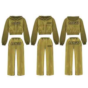 Venta al por mayor Ropa de mujer Algodón Poliéster Sudadera con capucha Pantalón Set Precio barato Damas Invierno al aire libre Camo Impreso Chándal - Product Image 2