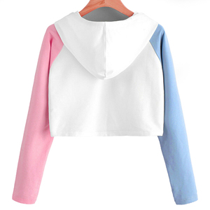 Sweat à capuche épais en coton de luxe pour femmes nouveau design haut court avec logo avant à capuche ample pour l'hiver - Product Image 2