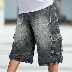 กางเกงขาสั้นผู้ชายแบบแห้งเร็วกระเป๋าตกแต่งลาย100% ผ้าฝ้ายไซส์ใหญ่พิเศษ - Product Image 4