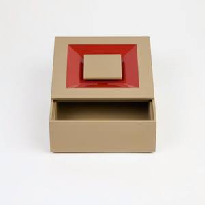 Caja de almacenamiento decorativa Beige rojo diseño geométrico organizador para el hogar caja de almacenamiento organizador decorativo moderno hecho a mano para joyería - Product Image 3