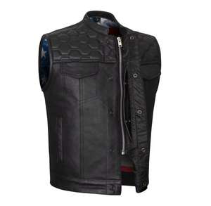 Hombres Clásico Vintage Moto Sin Mangas Genuino Cuero de Vaca Vaquero Hip Hop Moda Clásica Cuero - Product Image 1