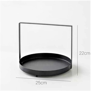 Antique Metal Round <b>Serving</b> <b>Tray</b> with Handle for Restaurants and Hotels-<b>Black</b> Color - Product Image 1