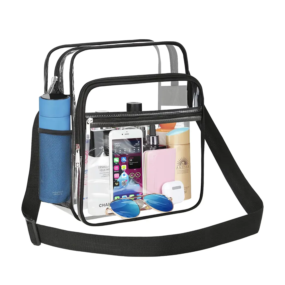 Stadium Approved Tote Bag Clear PVC Transparent Waterproof Bag For Shopping Handbag Crossbody Shoulder Bag with Adjustable Strap