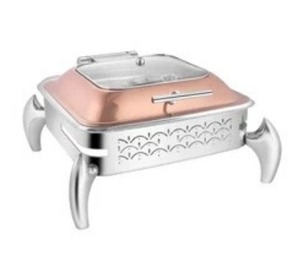 Cubierta de Cristal Cuadrada para Chafing Dish, Color Oro Rosa, Marco en Forma de W o E, 7L, a un Precio Confiable, Chafing Dish Cuadrado con Cubierta de Cristal, 7L - Product Image 6