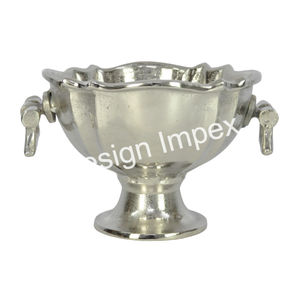 Cuenco de enfriamiento de champán, Cubo de almacenamiento de cubitos de hielo de aluminio fundido estilo Pedestal, cuenco plateado, encimera, enfriador de vino, logotipo personalizado - Product Image 6