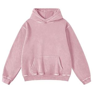 Sudadera con capucha de gran tamaño con lavado ácido Vintage para mujer, 100% algodón, logotipo personalizado, bordado 3D, posición frontal, ropa informal holgada, precio - Product Image 4