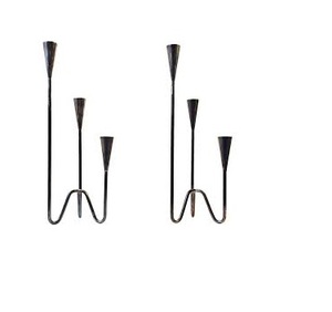 Bougeoirs chauffe-plat en fil métallique pour décoration de table Bougeoirs de forme géométrique noirs Lot de 2 - Product Image 3