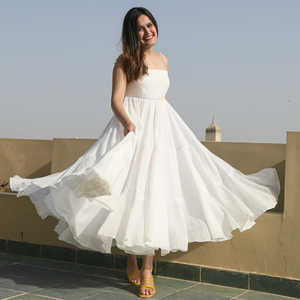 Blanc Belle Collection À La Main D'été Étage Longueur Designer Col Carré Boho Gypsy Longue Maxi Robe - Product Image 4