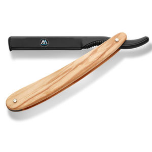 Maquinilla de afeitar negra y dorada de primera calidad con soporte de hoja de doble filo Diseño elegante y bolsa de cuero Maquinilla de afeitar de hoja completa - Product Image 1