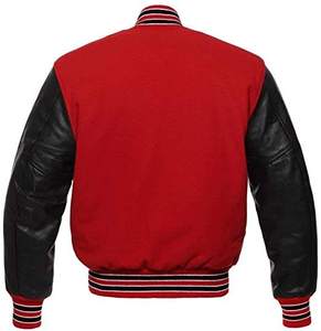 Veste universitaire unisexe de haute qualité Broderie en chenille Manches en cuir Personnalisée Baseball Letterman Col montant Logo frontal - Product Image 3