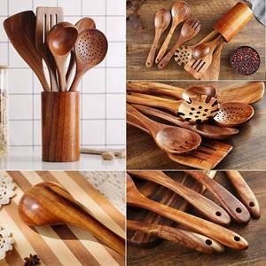 Juego de Servidores de Ensalada de Madera con 2 Espátulas, Utensilios Hechos a Mano Sostenibles, Artesanía Internacional Mirha, Tamaño S, Apto para Congelador - Product Image 4