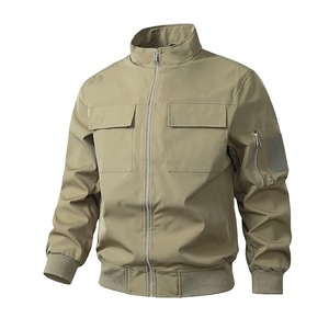 Veste bomber longue à capuche pour homme OEM, coupe ajustée, décontractée, mode extérieure avec design patchwork - Product Image 5