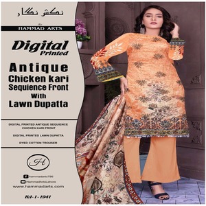 Stylish High Quality 3-Piece Casual Wear Suit Includes Printed <b>Sequin</b> Cotton Lawn Dress Long Dupatta Saree Salwar Kameez - Product Image 3