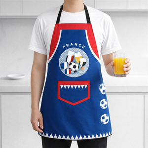 France Soccer Collection Bib <b>Apron</b> Custom Design <b>Waterproof</b> Washable Polyester Bulk Wholesale Kitchen BBQ Work <b>Apron</b> Pocket Fan - Product Image 1