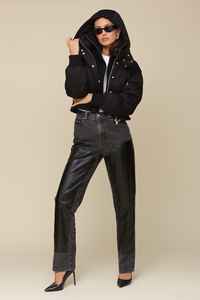 Chaqueta de mujer de calidad premium Chaqueta de mezclilla con capucha Manga larga Cremallera completa Nuevo diseño Venta al por mayor Chaqueta acolchada de burbujas - Product Image 5