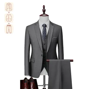 Nueva llegada 2023, traje de boda para hombre, conjuntos de traje de oficina de negocios de Color sólido delgado para hombre, trajes de chaqueta de tamaño personalizado para hombre