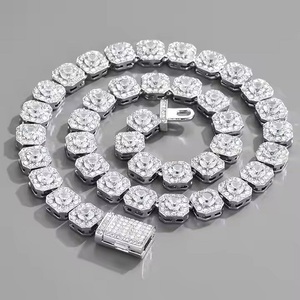 Lo último en cadena de eslabones cubanos de Hip Hop con diamantes, joyería de lujo, cadena cubana de diamantes cultivados en laboratorio de corte redondo para hombres - Product Image 1