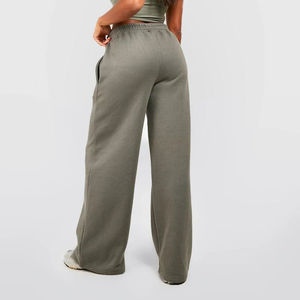 Pantalons de survêtement d'hiver pour femmes en coton avec logo personnalisé, devant plat, taille haute, tissu respirant pour un usage décontracté - Product Image 4