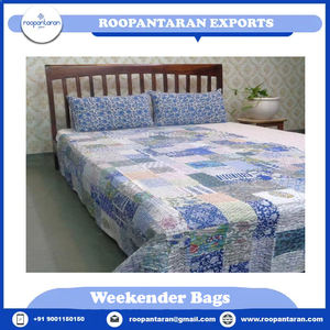 Edredón de Kantha bohemio artesanal de tamaño doble, manta de retazos de algodón de verano suave, bloque de mano impreso, algodón orgánico justo - Product Image 2
