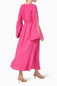 New Arrivals Women Embroidered Full Sleeves <b>Casual</b> Floor Length Embroidery Ukrainian <b>Long</b> <b>Dress</b> - Product Image 3