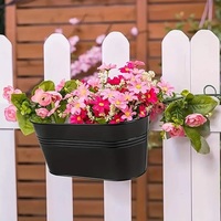 Pot Bunga Gantung Vas Besi untuk Dinding, Indoor Outdoor, Pagar, Balkon, Taman, Pernikahan, Gaya Pantai, Buatan Tangan, Berkarat