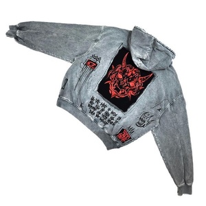 Venta al por mayor de los hombres de gran tamaño Sudadera con capucha-Vintage Skull Print Hip Hop Style Jacket - Product Image 6