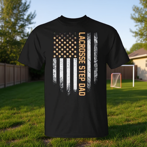 Lacrosse Step Dad T-shirt déchiré à drapeau américain pour homme adulte, col rond, manches courtes, vêtements de sport - Product Image 3