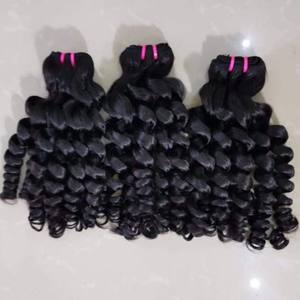 Genius Weft Raw Indian Yaki Style Paquetes de cabello humano virgen rizado Rizos húmedos Extensiones de cabello humano virgen indio Paquetes - Product Image 4