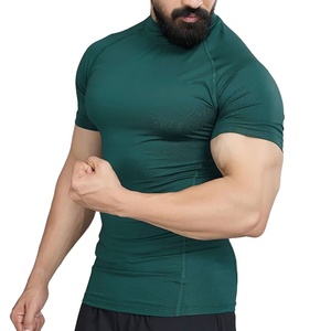 Camiseta Deportiva de Compresión para Verano, Cuello Redondo, 100% Algodón, Gruesa, Transpirable, Ecológica, para Correr, 180 Gramos - Product Image 1