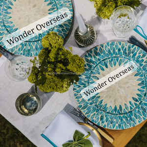 Assiette de chargeur ronde de nacre coquille de rivière assiette de soucoupe ronde pour Dessert servant une incrustation d'os chargeur de service au chocolat - Product Image 4