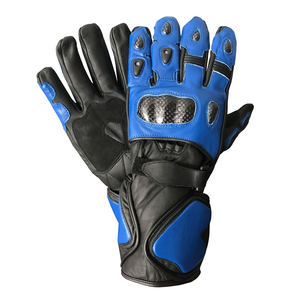 New Flexible Leather Motorbike Street Biker Reflective Gloves Motorcycle Auto Racing Wear Blue Genuine Leather Gloves For Men - Product Image 1