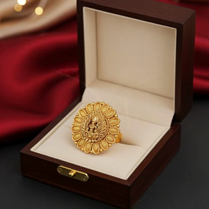 Bagues de doigt de temple en or élevé exquis bijoux ethniques indiens traditionnels faits à la main pour les mariées, les festivals et les spéciaux - Product Image 1