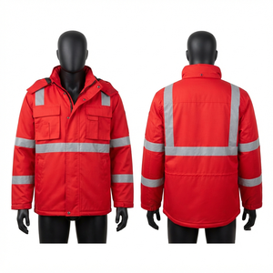 Veste en cuir réfléchissant noir en toile de polyester lavée 300 GSM très résistante avec panneau arrière en X et boutons personnalisés, service OEM - Product Image 1