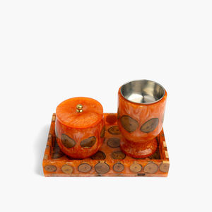 Bandeja con incrustaciones de resina de 3 piezas, juego artesanal, caja Mabkhara, bandeja Bakhoor, tarro Mubkhar, accesorios de difusor de aromaterapia de incienso Premium - Product Image 6