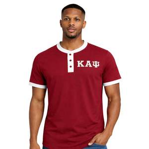 Kappa Alpha Psi Premium Crimson Henley <b>Shirt</b> Short Sleeve Greek Letter Top with Button Placket for Casual Collegiate Greekwear - Product Image 1