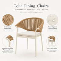 Ensemble de salle à manger d'extérieur moderne en rotin PE, mobilier de patio avec table de jardin à structure en aluminium et chaises empilables pour hôtel