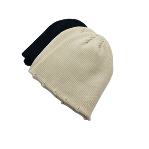 Bonnet en tricot personnalisé effet vieilli, plusieurs couleurs, style déchiré, en acrylique, chaud, unisexe, extensible, style streetwear, logo personnalisé, OEM - Product Image 6