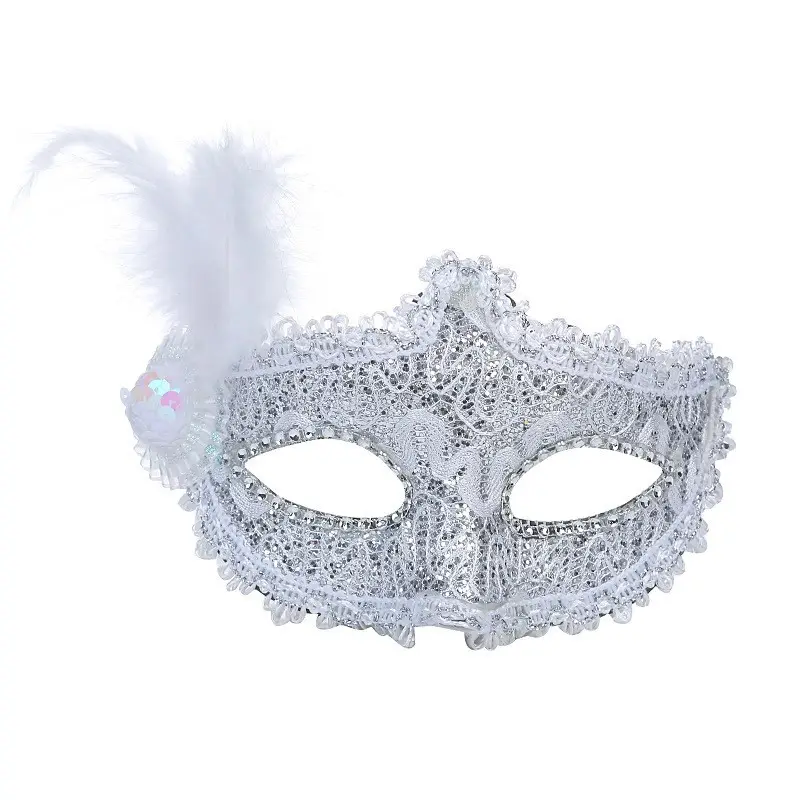 Maschera per feste di Halloween stile Cosplay Cotsume mascherata da donna maschera da sposa piuma maschera per viso Hlaf
