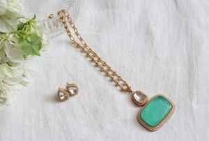 Juego de Polki de latón con cadena de eslabones chapada en oro Joyería artificial de moda para ocasiones y celebraciones para regalos - Product Image 2