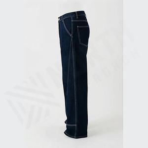 Jeans droits à jambes larges décontractés pour hommes, fabriqués sur mesure, couleur personnalisée, denim de qualité supérieure - Product Image 3