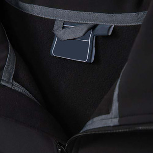 Veste Softshell imperméable de qualité supérieure pour hommes, respirante, col montant, fermeture à glissière complète, noir et gris - Product Image 6