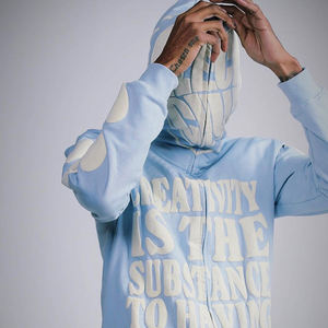 Fabricantes de sudaderas con capucha de alta calidad con cremallera completa, 100% algodón, sudaderas extragrandes personalizadas con impresión en relieve, sudaderas con cremallera completa para hombre - Product Image 5